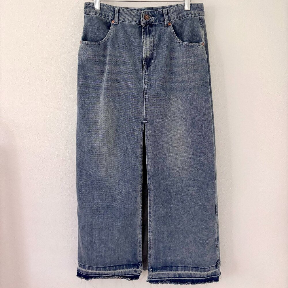 Happily Grey Denim Maxi Skirt Blue Size 27